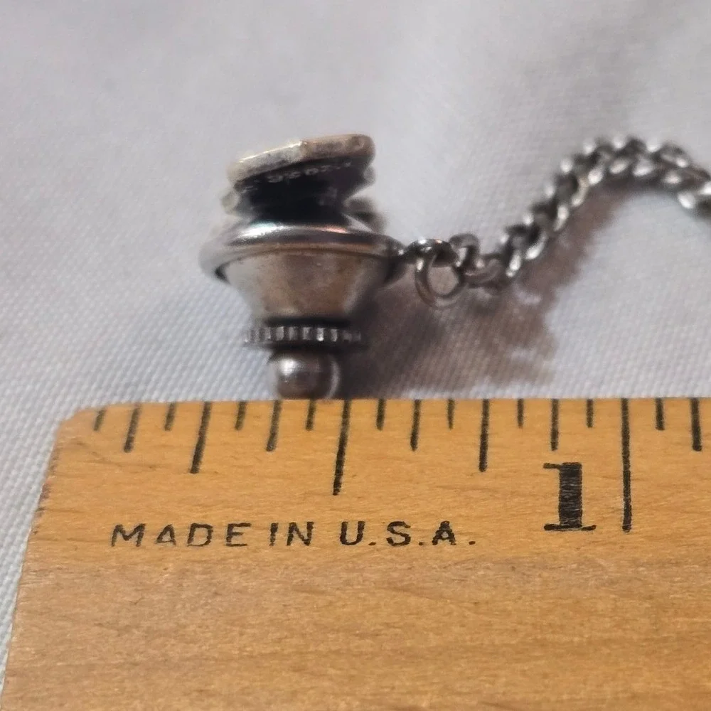 Vintage US Air Force USAF Master Sergeant Rank Insignia Tie Tack Pin with Chain